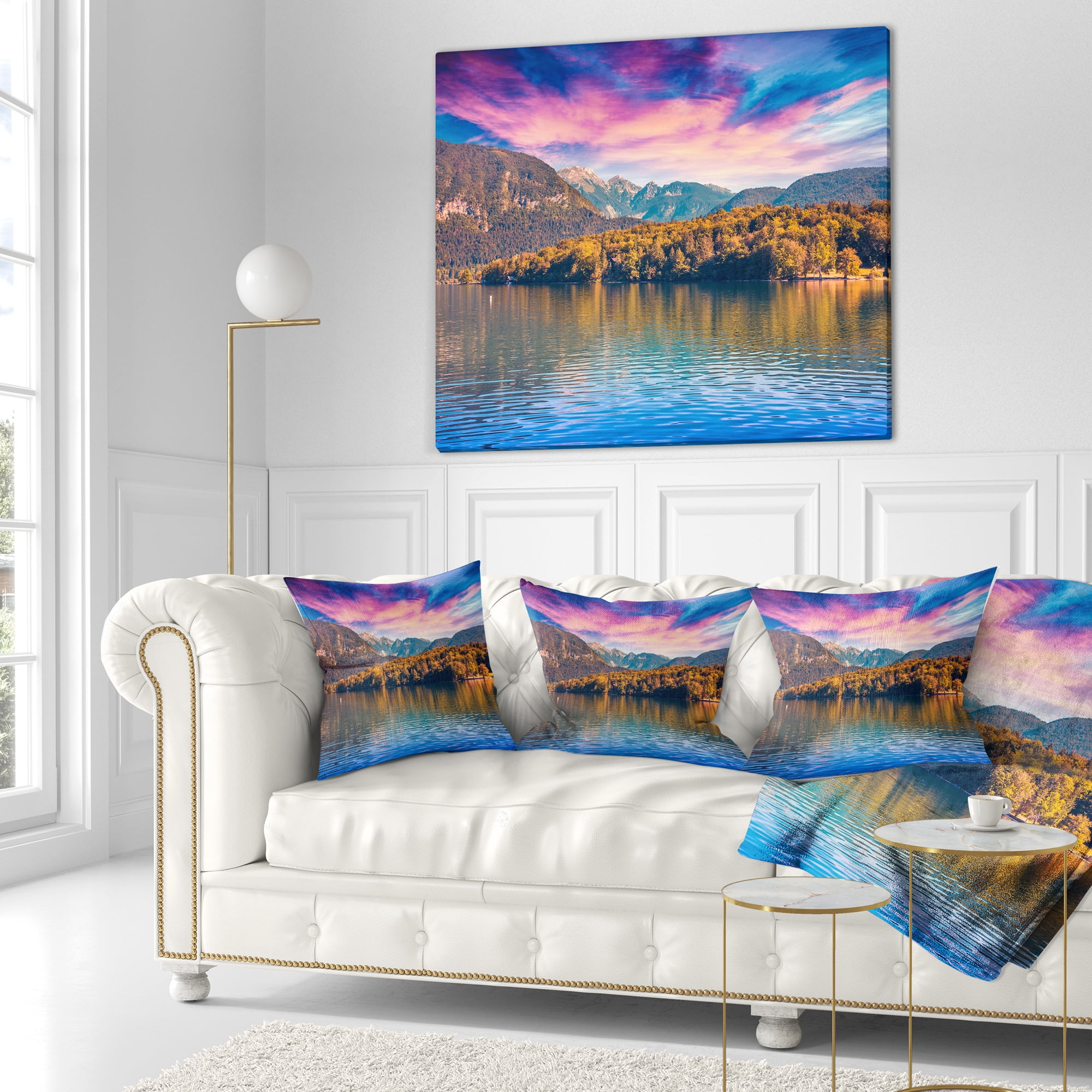 Designart Bohinj Lake in Triglav National Park - Landscape Printed Throw Pillow - 18x18