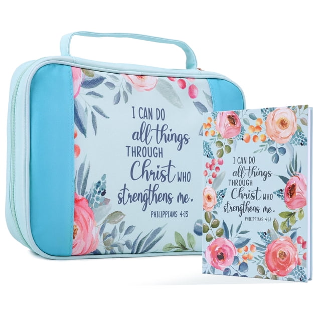 Juego de fundas bíblicas Faithful Hers para mujer, 2 unidades con cuaderno, bolsa de iglesia, estuche para libros de estudio bíblico con asa, bolsas de transporte ligeras de nailon, regalo de Navidad