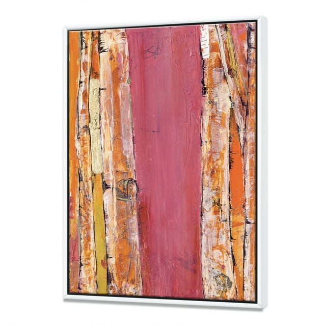 Composition Charmant de Rouge et Or - Toile Encadrée Moderne Mi-Siècle