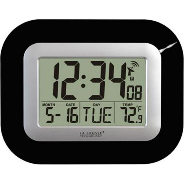 Horloge Murale Numérique Atomique avec Affichage de la Température et de la Date - Noir