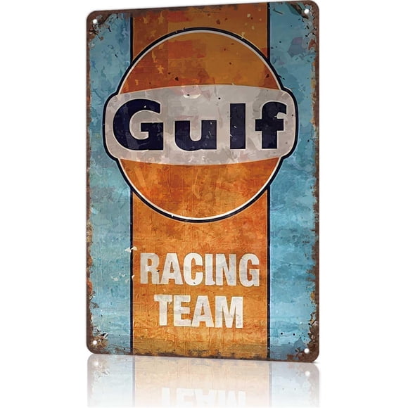 Cartel Metálico de Chapa WANUYP Gulf Racing Team 20x30 cm