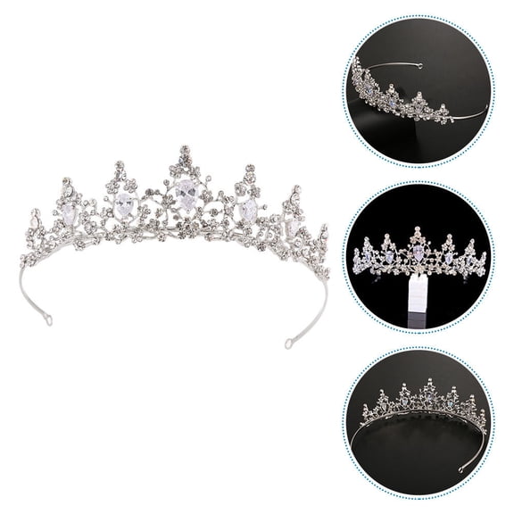 PENIKOKO Silver Crystal Birthday Crown Women's Tiara Party Headdress Alloy with Pin Loops for Special Occasions