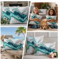 thumbnail image 5 of Turquoise Marble Outdoor Waterproof Pillow Covers, Luxury Modern Abstract Texture Art Decorative Square Throw Pillowcase Sofa Cushion Sham for Patio/Couch/Chair, 16"x16" 2 Pack, 5 of 8