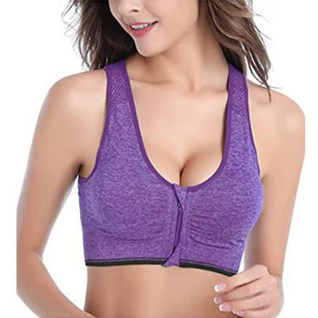 

Women Sport Bra Running Gym Yoga Padded Fitness Tops Tank Workout Zipper Stretch