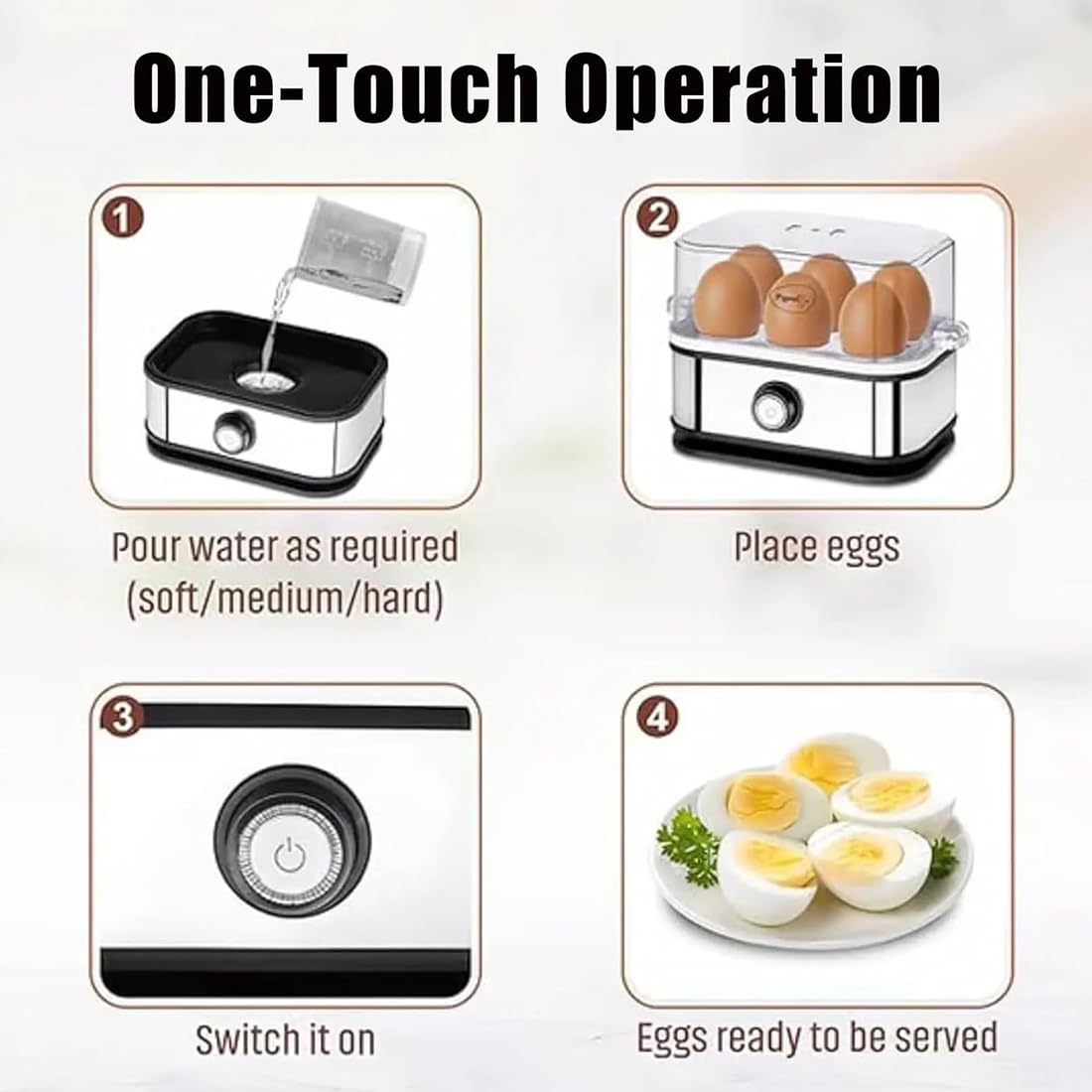 Sunny Side Master Egg Cooker, Multi-functional Sunny Side up Maker, Rapid Eggs Cooker Electric 6 Eggs Capacity,for  Stainless Steel Electric Eggs Poacher for Soft, Medium, Hard Boiled