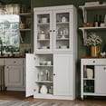 thumbnail image 4 of Palace Imports 100% Solid Wood Kitchen Pantry Storage Cabinet with Glass & Raised Panel Doors and Adjustable Shelves, 4-Door, White, 4 of 6