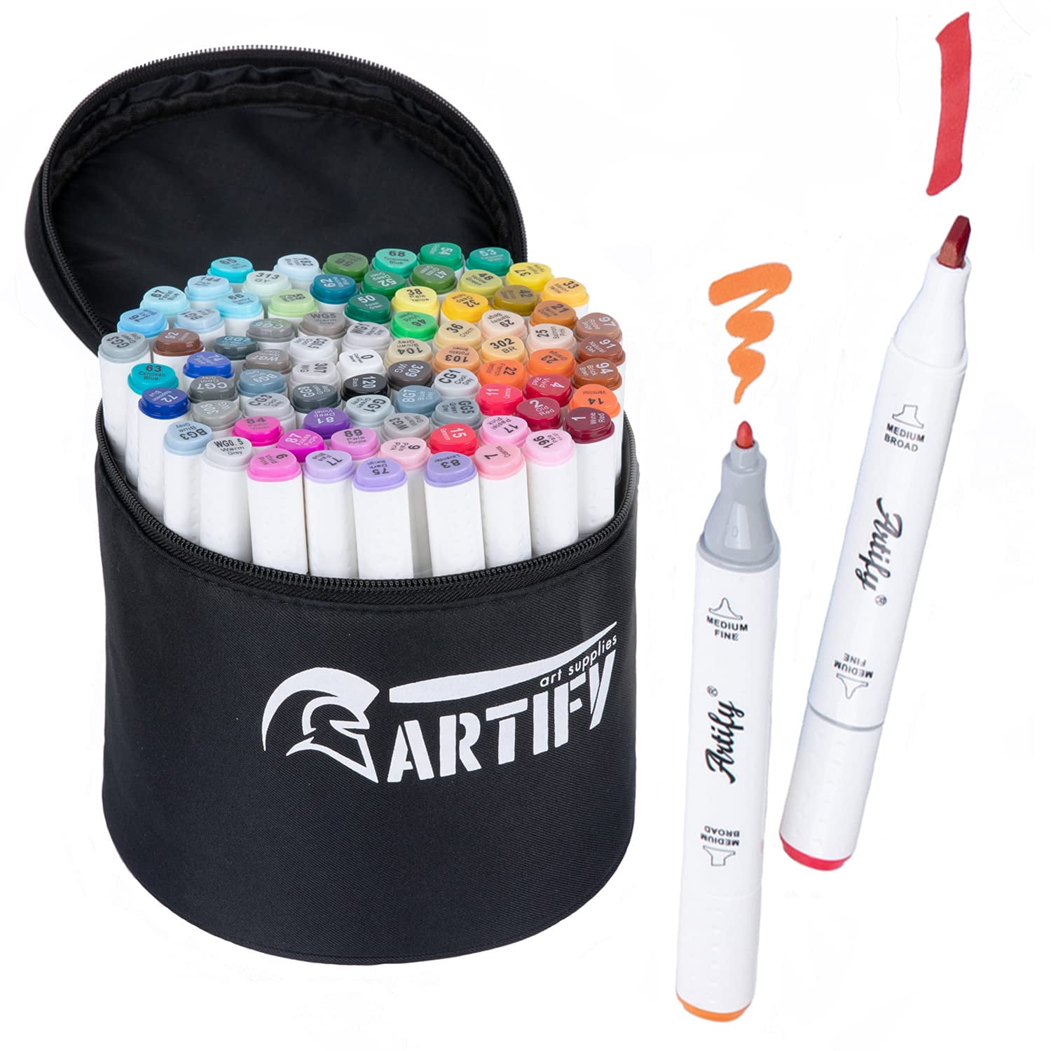 ARTIFY 80 Colors Alcohol Markers, Fine & Chisel Dual Tips Professional