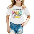 thumbnail image 4 of Big Girls Short Sleeve Tops Casual Cartoon Print Shirts Crewneck Tees Kids Back School Daily Wear Clothes White Size 8-9T, 4 of 4