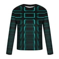 thumbnail image 4 of Blusas y camisas de manga larga con cuello redondo para hombre, blusa informal de manga larga con cuello redondo y estampado de rayas, blusa de poliéster para hombre, 4 of 4
