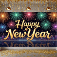 thumbnail image 6 of Colorful Fireworks Happy New Year Banner Golden Lettering Fireworks Backdrop Night Sky Theme City Holiday Background for New Year Party Holiday Celebration Photo Shoot, 6 of 9