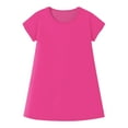 thumbnail image 4 of YOUYEDIAN Plus Size Summer Dresses for Teens 2025 Spring Casual Dresses Short Sleeve Plain T Shirt Dress Crew Neck Midi Dress,Hot Pink 2-3 Years, 4 of 6