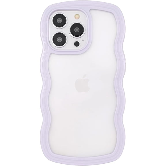 for iPhone 11 Pro Max Case 6.5", Cute Kawaii Glitter Sparking Curly Wave Frame Shape Design, Soft TPU   Hard PC Shockproof Protective Bling Phone Cover for Women Girls, Clear-Purple