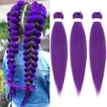 thumbnail image 1 of Trenza ignífuga de 3 piezas de 26 pulgadas, preestirada, de pelo sintético para trenzas DIY, para festivales, extensión de 90 g, 1 of 8