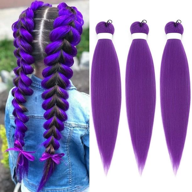 Trenza ignífuga de 3 piezas de 26 pulgadas, preestirada, de pelo sintético para trenzas DIY, para festivales, extensión de 90 g