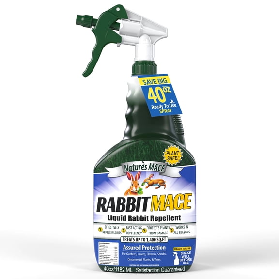 Nature's Mace Rabbit Mace, Rabbit Repellent, 40oz Ready-to-Use Spray, Treats 1,400 Sq.ft.