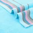 thumbnail image 4 of Unique Bargains Cotton Striped Absorbent Soft Hands Face Towel Blue 2-Piece, 4 of 5