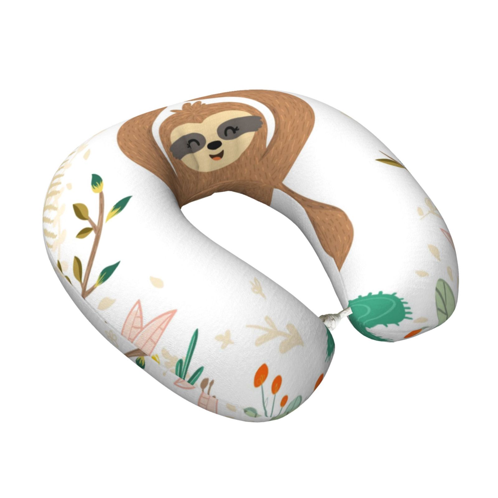 Xecao Cute Sloth In Yoga Pose Tree Print Memory Foam Cervical Neck Pillow Versatile U-Shaped Pillows for Home,Office,Camping,Travelling,Soft Washable Cover