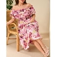 thumbnail image 6 of Yesfashion Womens Plus Size Dresses Floral Print Short Sleeve Square Neck Tie Maxi Dresses, 6 of 7