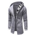 thumbnail image 4 of Tawop Men Jacket Long Sleeve Zip with Hood Casual Letter Solid Mens Gift,Gray,L, 4 of 8