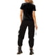 thumbnail image 4 of Camiseta de terciopelo para mujer Inspire Chic, de cuello redondo, manga corta, casual, 2XL, negra, 4 of 7