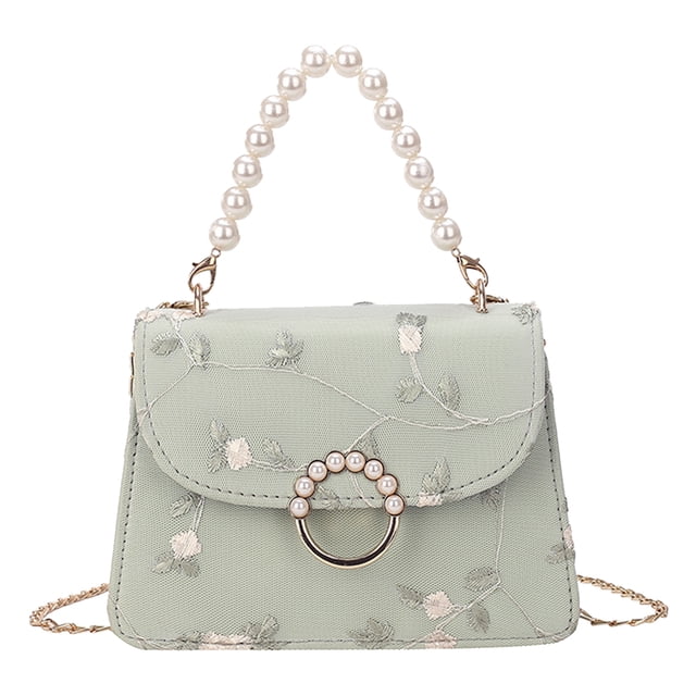Bolsa de hombro con bordado de flores de hilo de red PU para mujer, de cadena de perlas Vintage Ndcxsfigh Para Estrenar