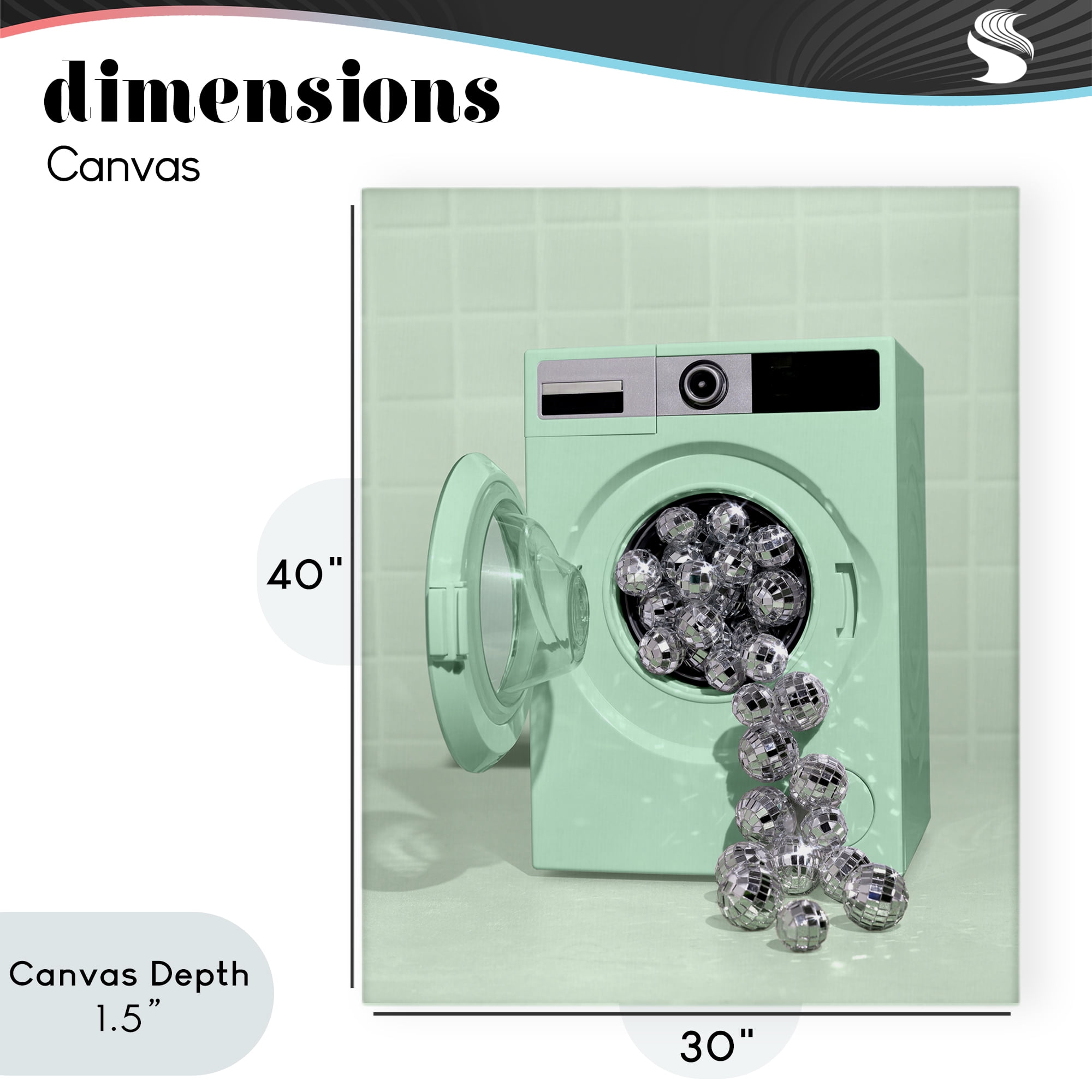 Stupell Industries Disco Laundry Machine over Green Canvas Wall Art, design by LISH Creative