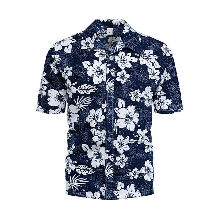 Eashery Hawaiian Summer Tops For Men, Short Sleeve, X-Large