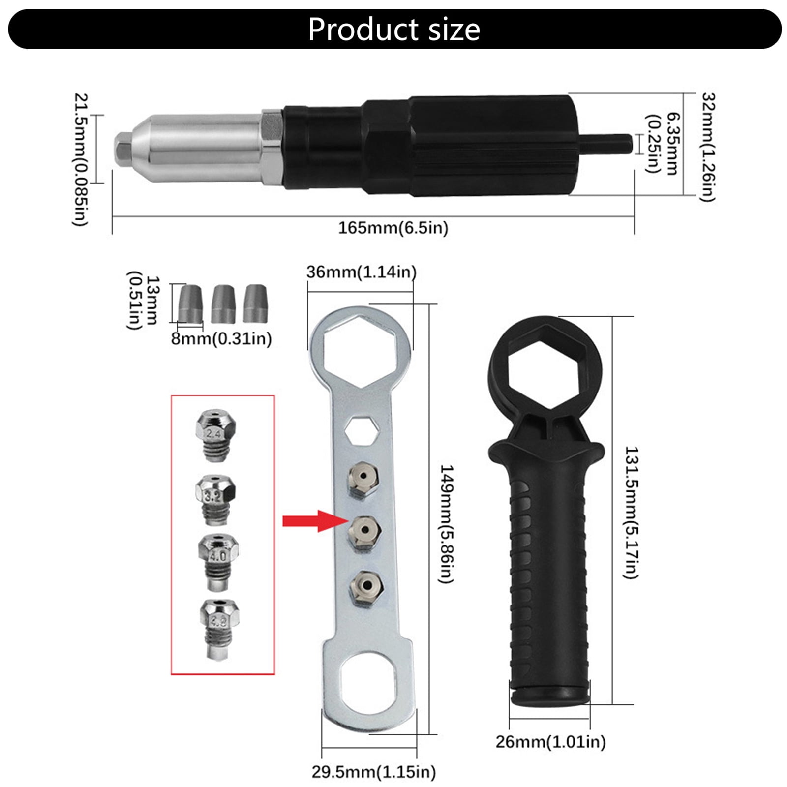 Electric Riveting Nut Machine Drill Adapter Riveter Riveting Tool Kit Drill Adapter Riveter Insert Nut Tools Industrial