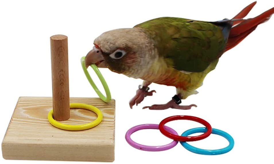 Bird Trick Tabletop Toys Training Bird Toys Parrot Educational Toys Bird Foraging Toys Parrot Puzzle Toy Basketball Stacking Color Ring Toys Sets 