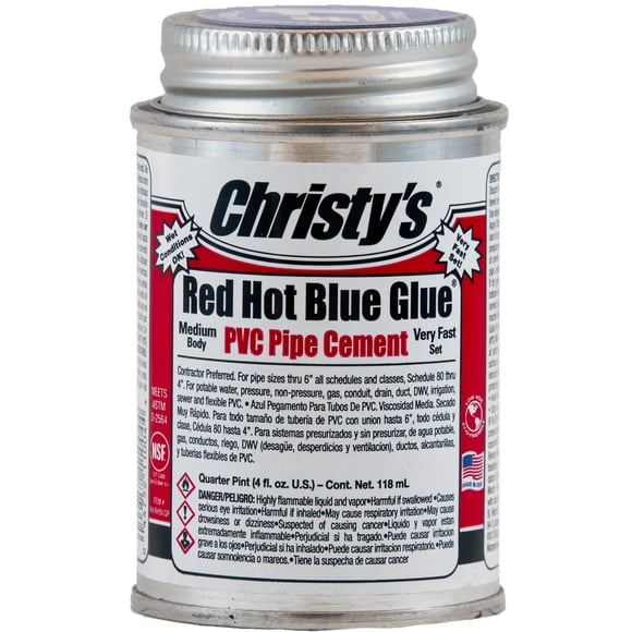Pegamento de PVC Christy's Red Hot Blue, 118 ml (4 onzas líquidas)