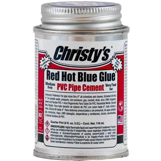 Pegamento de PVC Christy's Red Hot Blue, 118 ml (4 onzas líquidas)