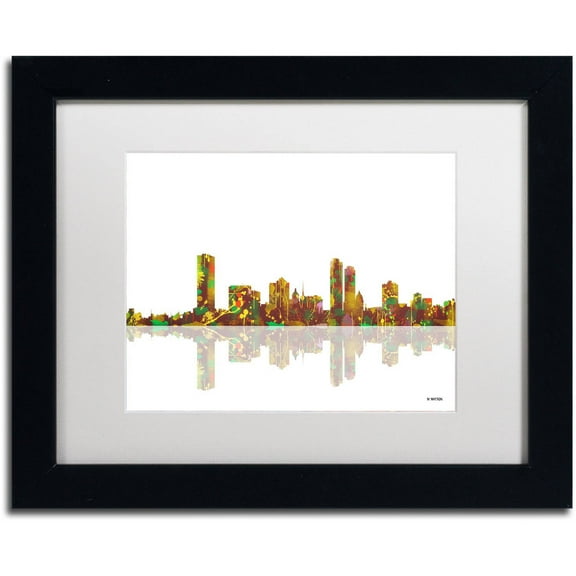 Trademark Fine Art "Milwaukee Wisconsin Skyline" Canvas Art by Marlene Watson White Matte, Black Frame