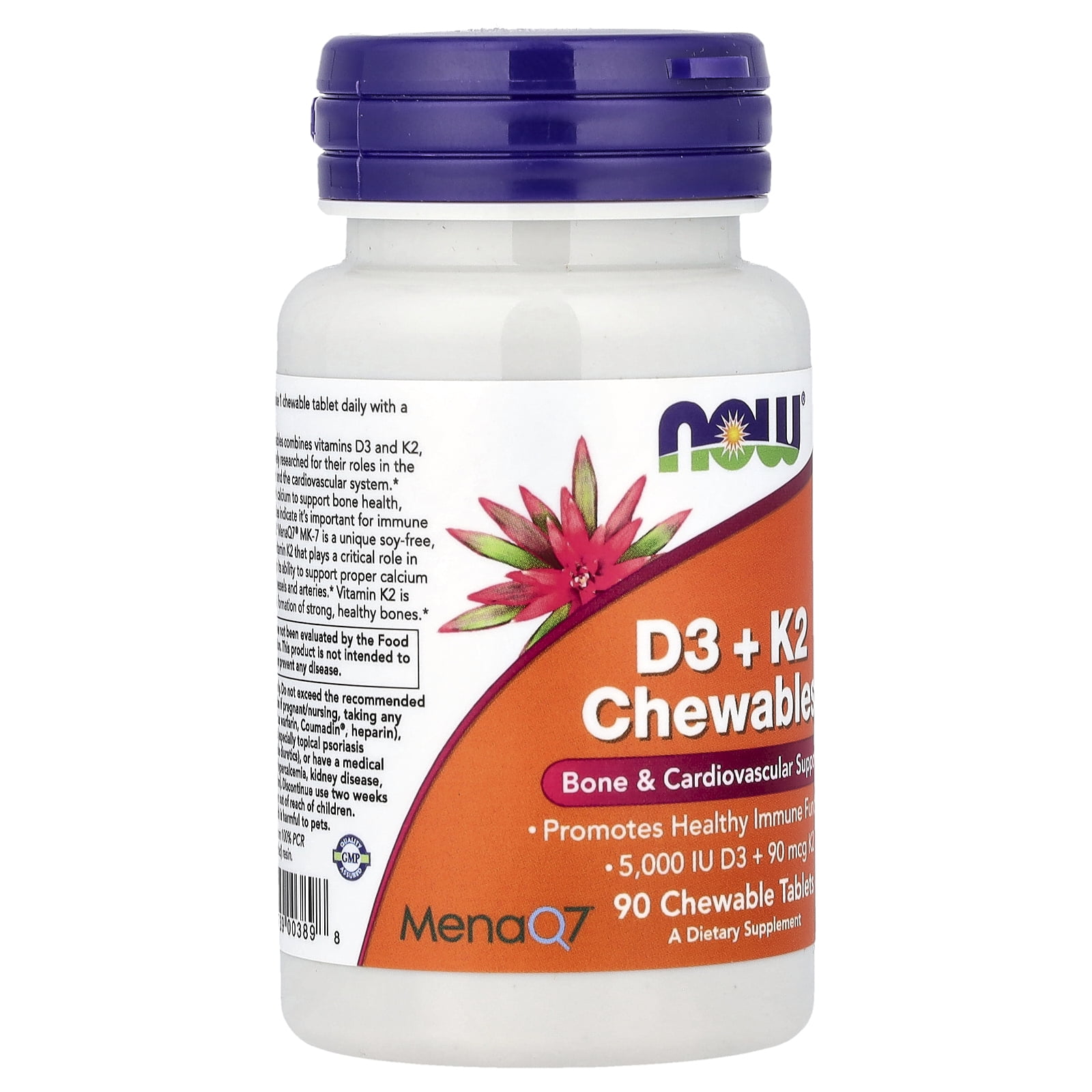 NOW Foods D3 + K2 Chewables, 90 Chewables Tablets