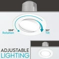 thumbnail image 3 of Luxrite 4 inch Gimbal LED Recessed Light, 8W=60W, 5 Color Selectable, Dimmable, 700 Lumens, Wet Rated, ETL Listed 6-Pack, 3 of 7