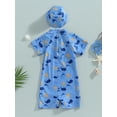 thumbnail image 2 of Bagilaanoe Toddler Baby Girl One-Piece Swimsuit Print Long/Short Sleeve Zipper Rashguard Swimwear + Swimming Cap 12M 18M 24M 3T 4T 5T Kids Bathing Suit, 2 of 8