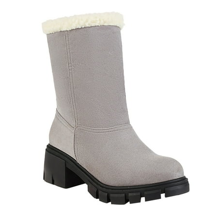 

TAIAOJING Women s Boots Winter Boots Suede Snow Booties Warm Mid Calf Booties Classic Winter Casual Shoes
