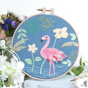 Flowers Framed Art - Fancyleo Flowers Embroidery Hoop Art Floral Wall Art Hand Embroidered Framed Room Decor Beginner Hand Stitched Botanical Gift