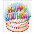 thumbnail image 3 of Ambesonne Birthday Party Shower Curtain, Cake Candles Hearts, 69"Wx75"L, Multicolor, 3 of 3
