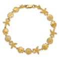 thumbnail image 4 of 14k Yellow Gold Solid Seashell Theme Bracelet, 4 of 7