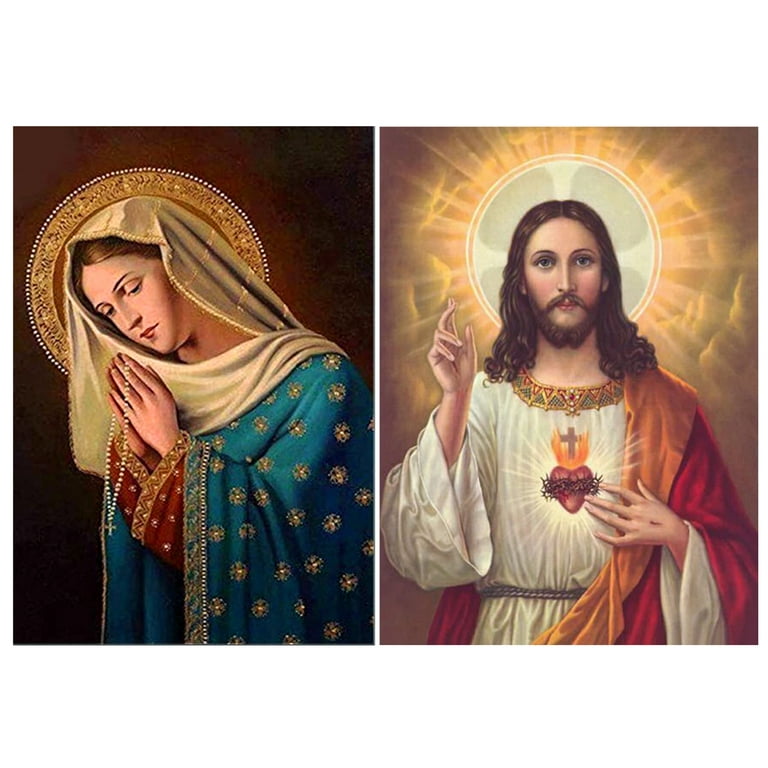 2-Pack Virgin Mary Diamond Painting Kits - Jesus 5D DIY Diamond Art for  Adults Kids - Full Drill Portrait Painting Home Wall Decor Gifts, 12x16in,  Pattern#4 
