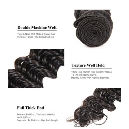 Allove 4 Bundles 7a Peruvian Deep Wave Human Hair Weave Extensions