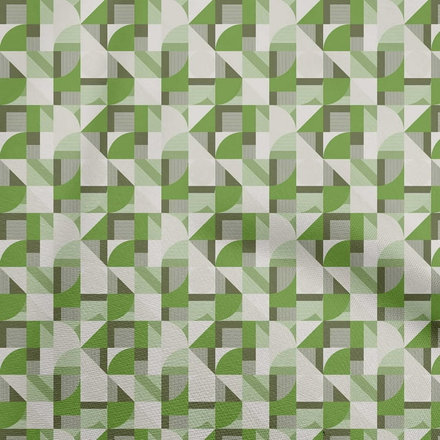 oneOone Cotton Poplin Green Fabric Geometric Sewing Material Print Fabric By The Yard 42 Inch Wide