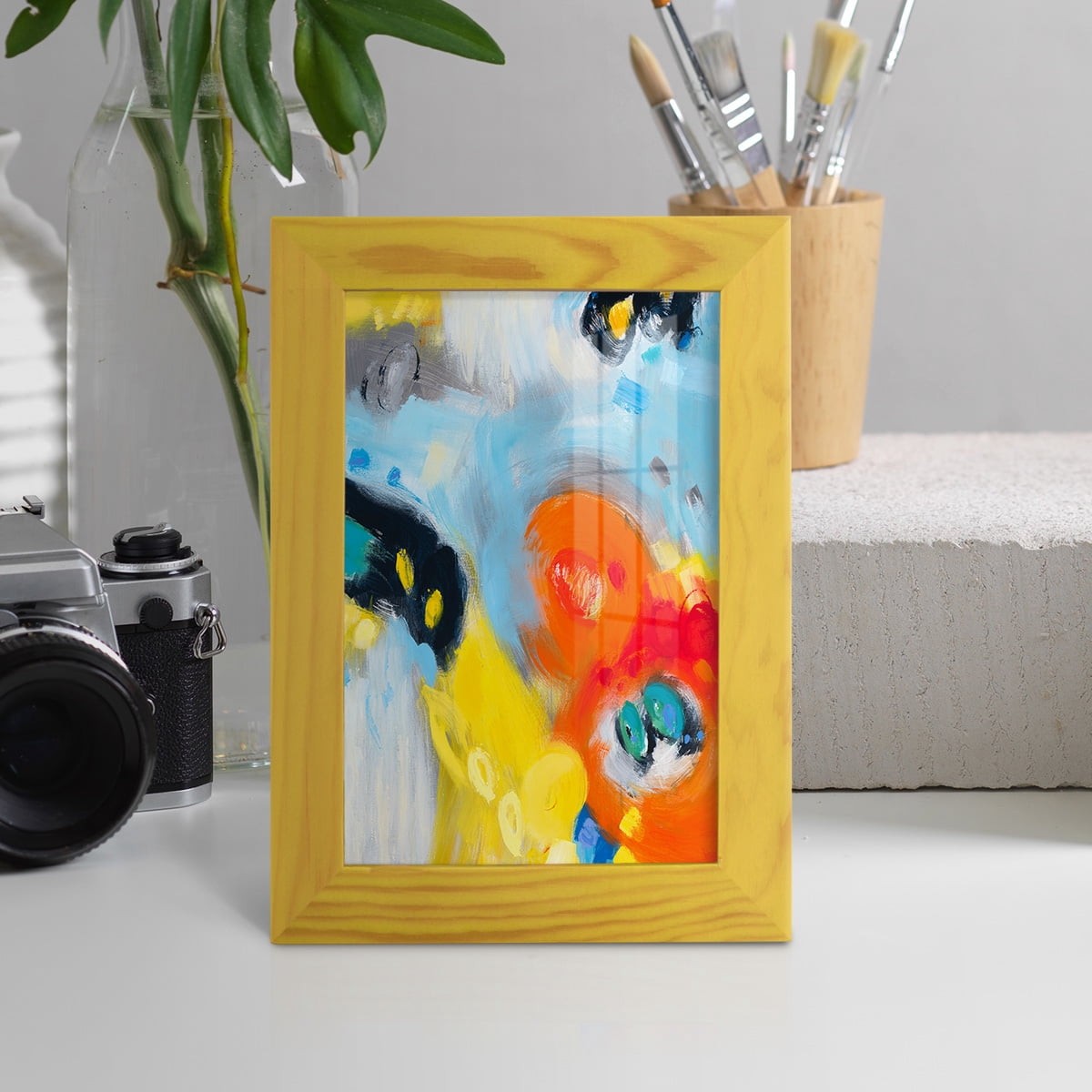 In the Loop II -Framed Print w/glass-Sunflower Yellow