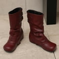 thumbnail image 5 of Women Fall Slouchy Fold Over Tall Boots Motorcycle Hidden Zipper Fashion Platform Square Toe, 5 of 8