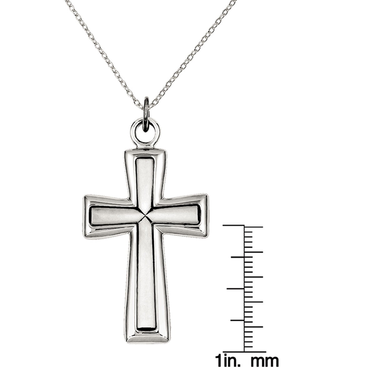 Polished and Brushed Latin Cross Pendant Sterling Silver Antiqued