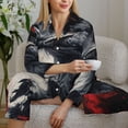 thumbnail image 6 of Daiia Red Black Ink Style Bald Eagle for Women's Long-Sleeved Pajama Set – Soft & Comfortable Sleepwear Button-Up Pajamas Cozy Lounge Wear-Large, 6 of 7