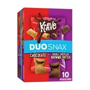 Kellogg's Krave Duo Snax Chocolate and Double Chocolate Brownie Batter Cereal Snacks, 5 oz Box, 10 Count