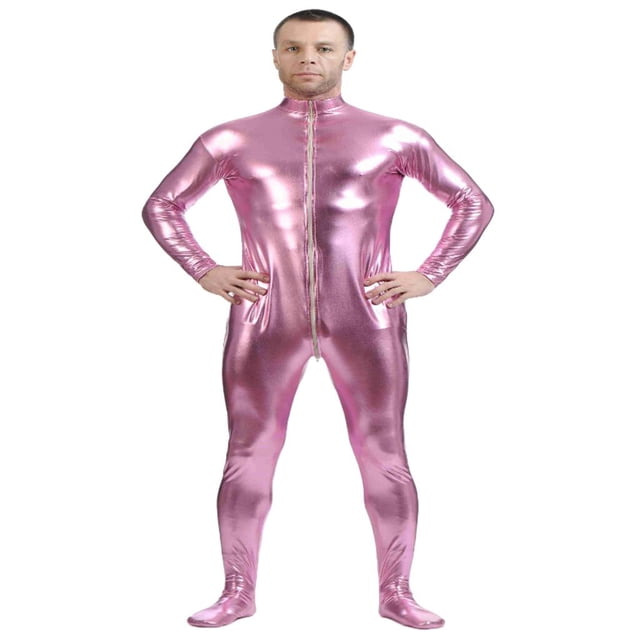 Traje De Cuerpo Entero Spandex Brillante Segunda Piel Body Zentai Unitard Pink XXL Sunnimix Zentai del mono