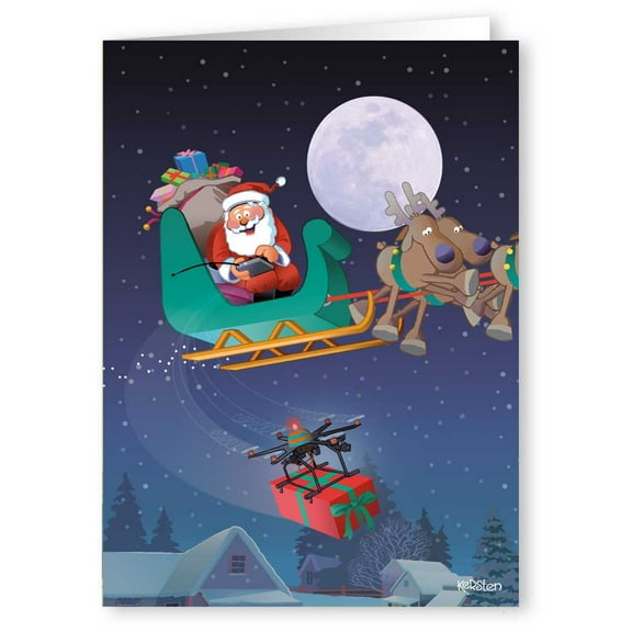 Drone Delivery - 18 Funny Christmas Cards & Envelopes