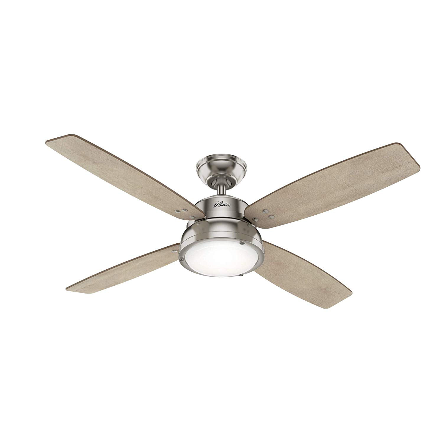 Brushed Nickel 52" LED 4-Blade Ceiling Fan Dimmable Indoor/Outdoor Light Kit 